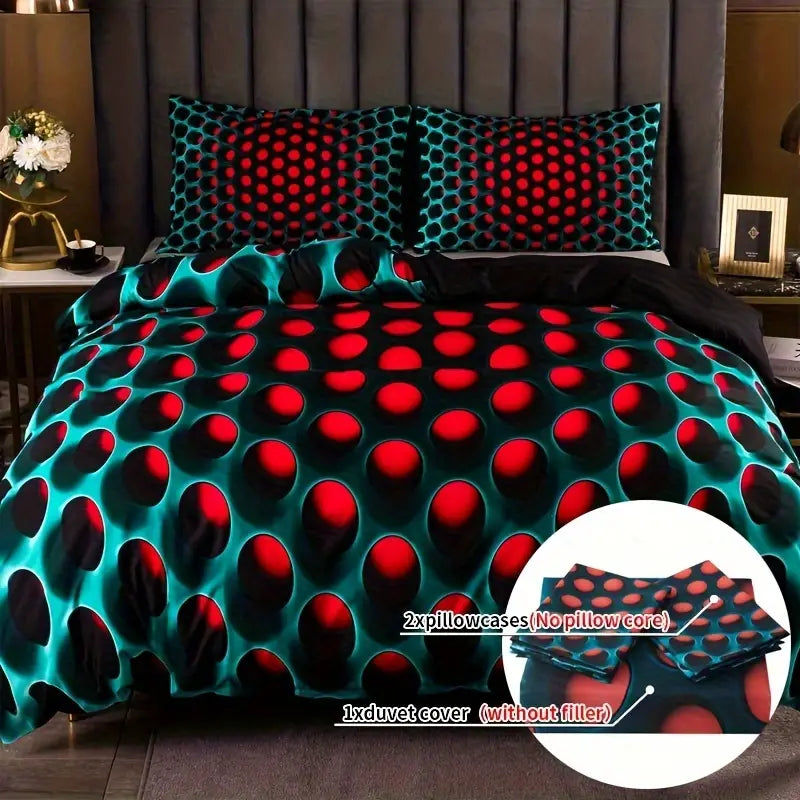 Vibrant Dreams Y2K Stereoscopic Bedding Set - 3-Piece Colorful Duvet Cover Set (Queen Size)