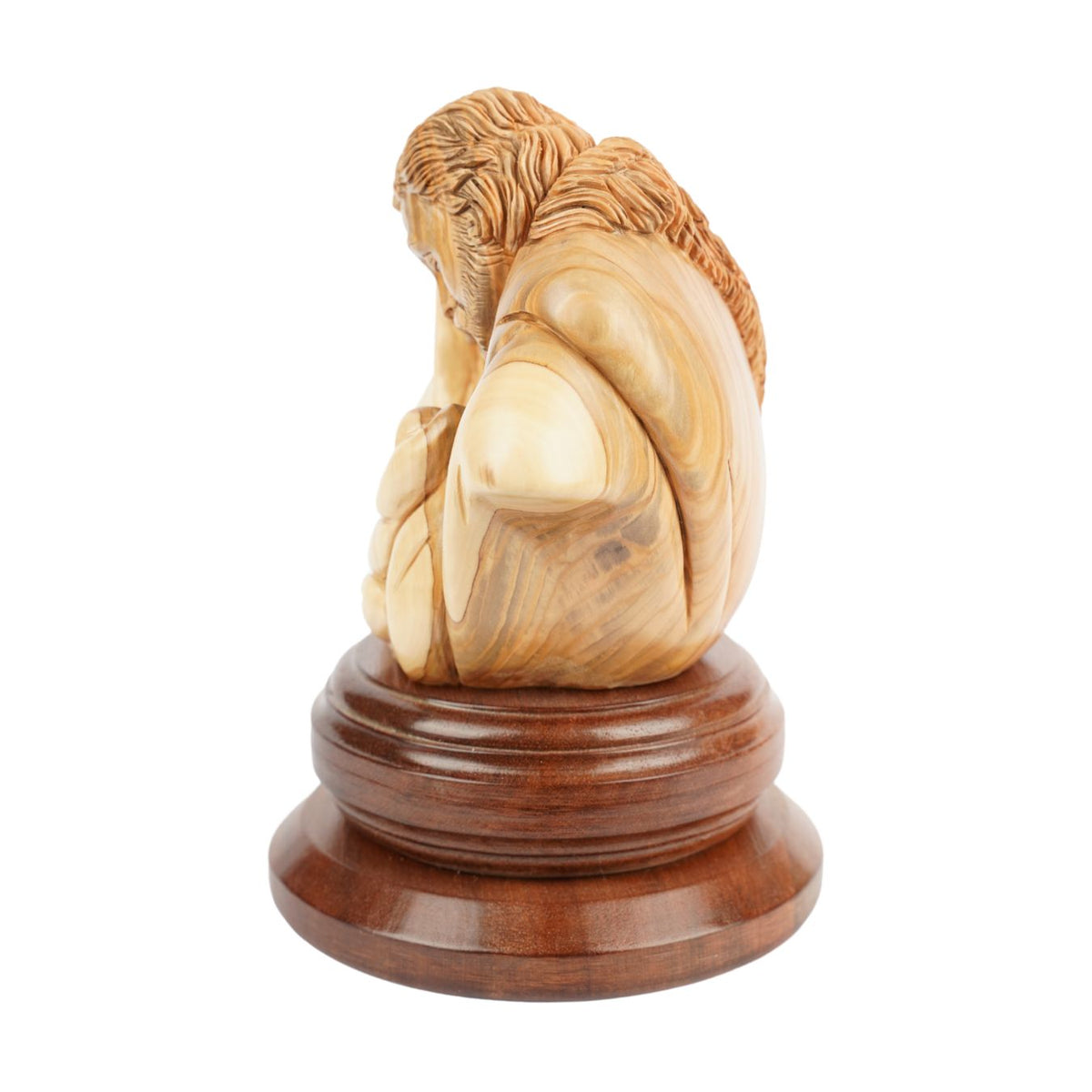 Holy Family in a circle of love – Hand-carved olive wood sculpture from Bethlehem (21 cm)