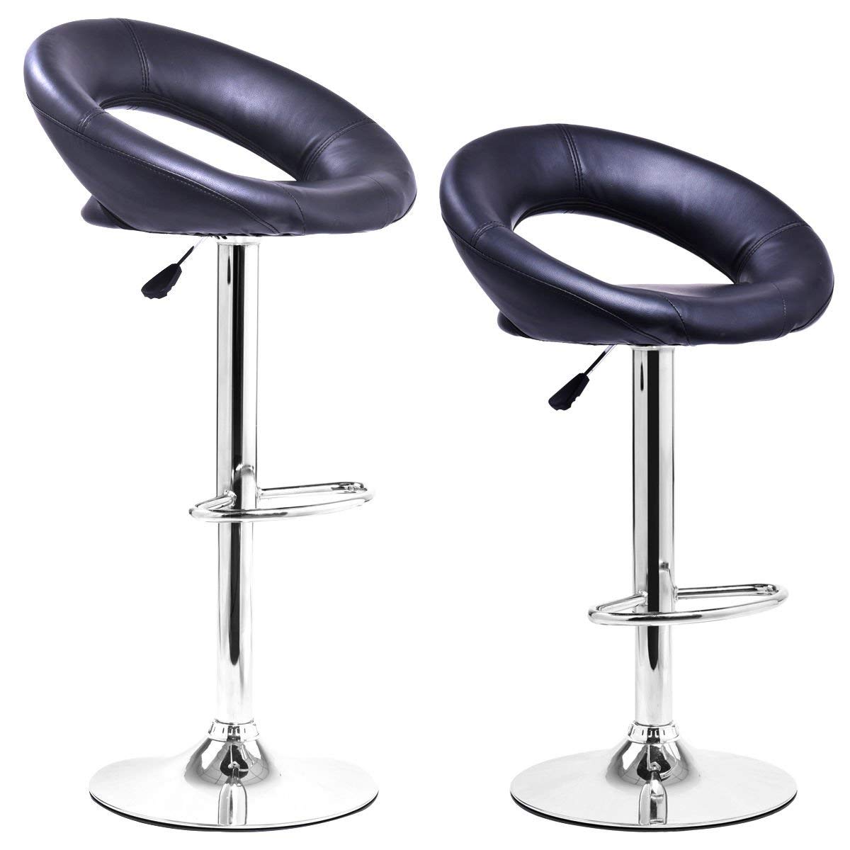 Adjustable Height Bar Stools – Set of 2, Black