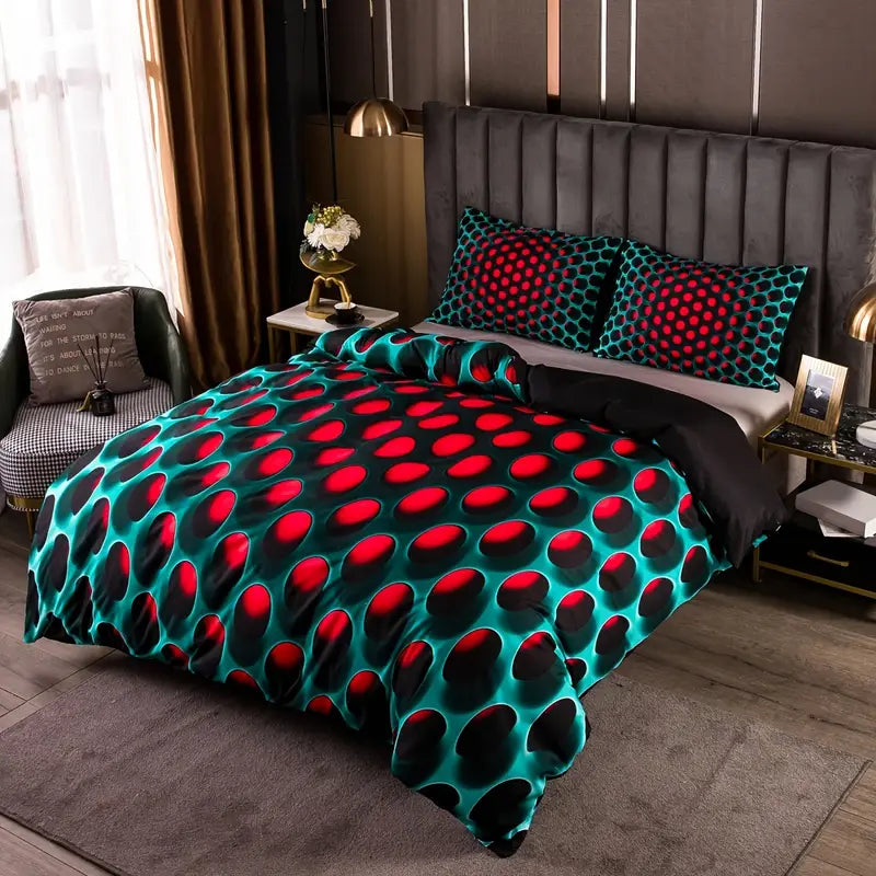 Vibrant Dreams Y2K Stereoscopic Bedding Set - 3-Piece Colorful Duvet Cover Set (Queen Size)