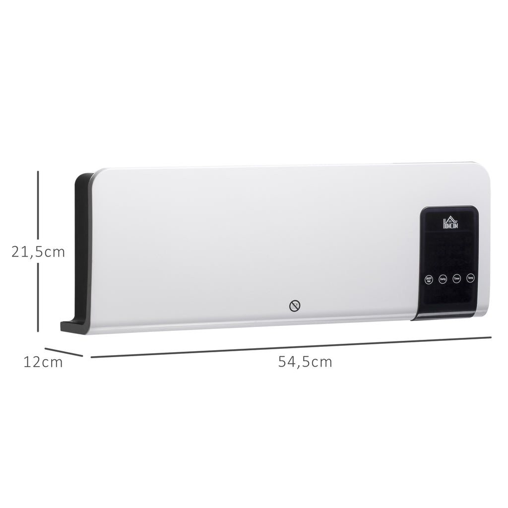 Radiateur soufflant mural chauffage céramique PTC - 1000 W / 2000 W oscillation minuterie avec télécommande blanc