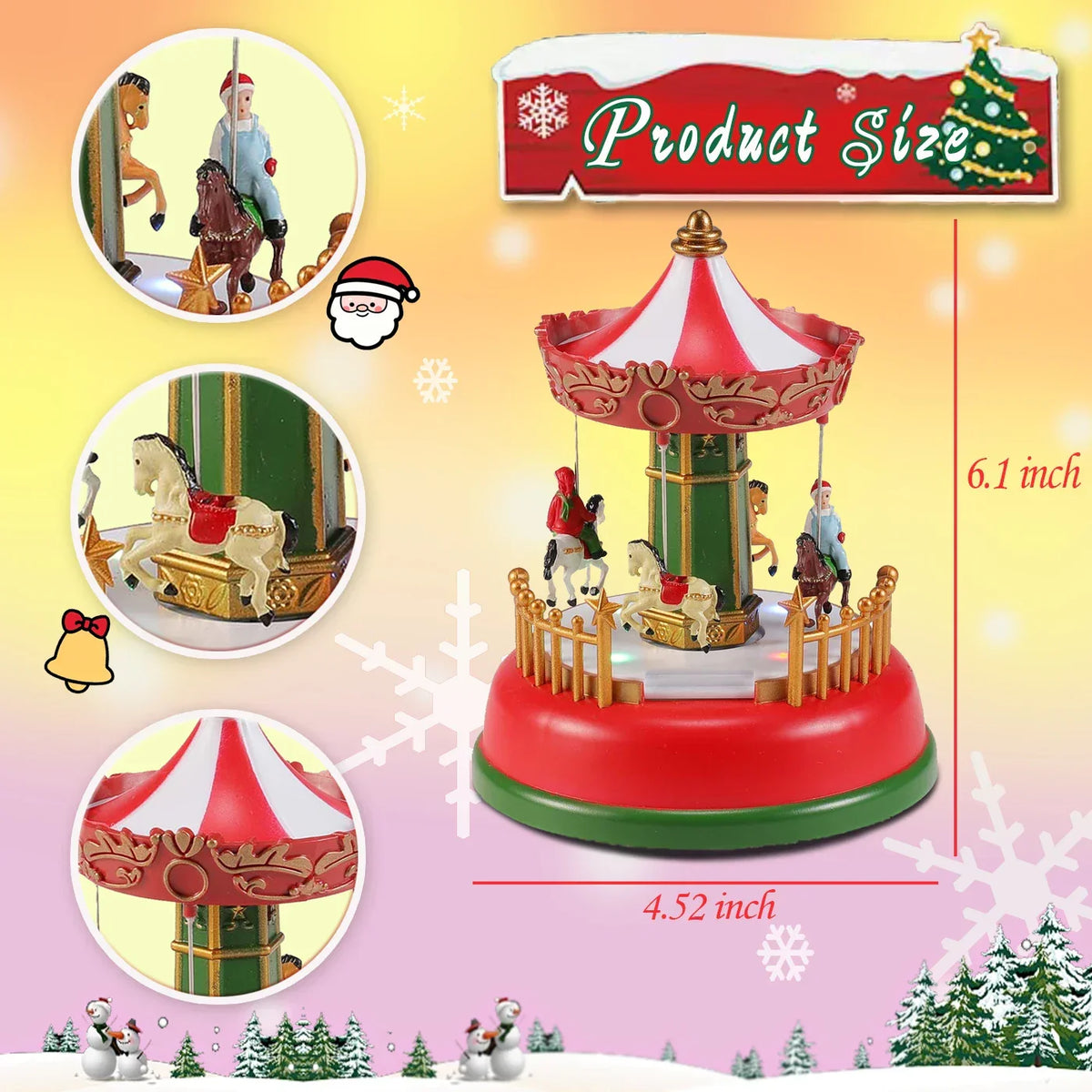 Illuminated Christmas Village Decoration Carnival Scene