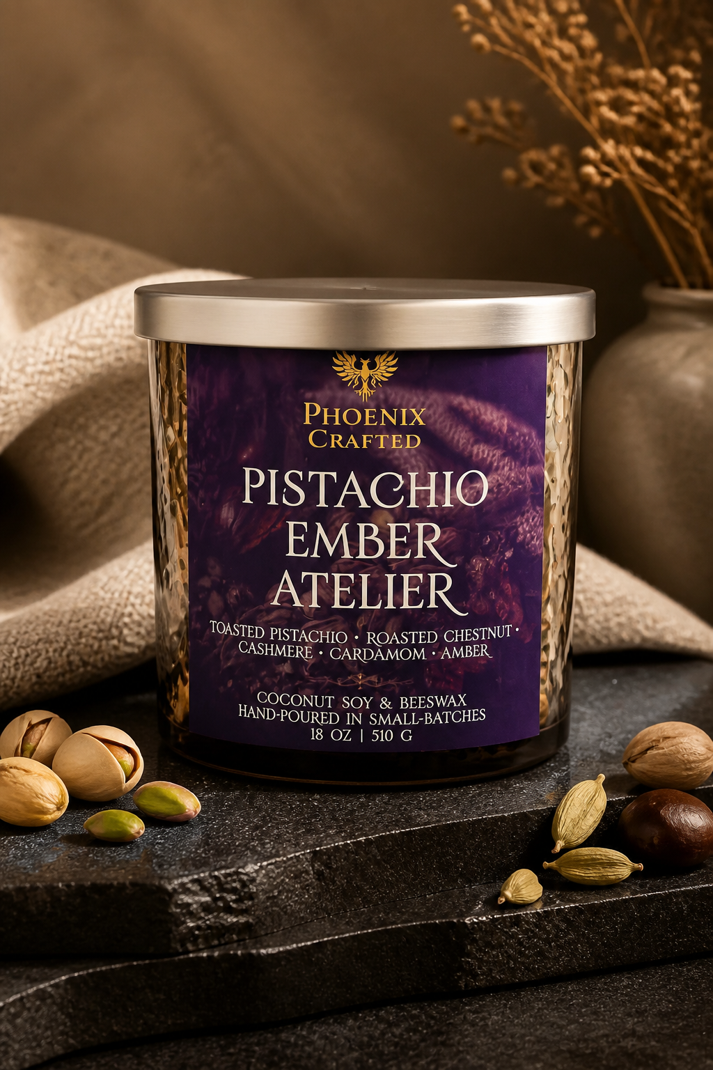 Pistachio Ember Atelier — Toasted Pistachio & Amber Candle