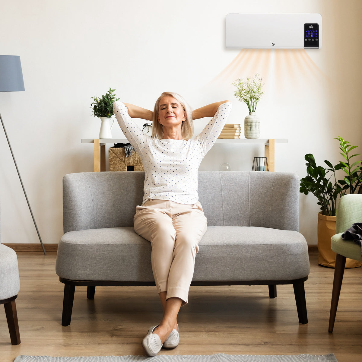 Radiateur soufflant mural chauffage céramique PTC - 1000 W / 2000 W oscillation minuterie avec télécommande blanc