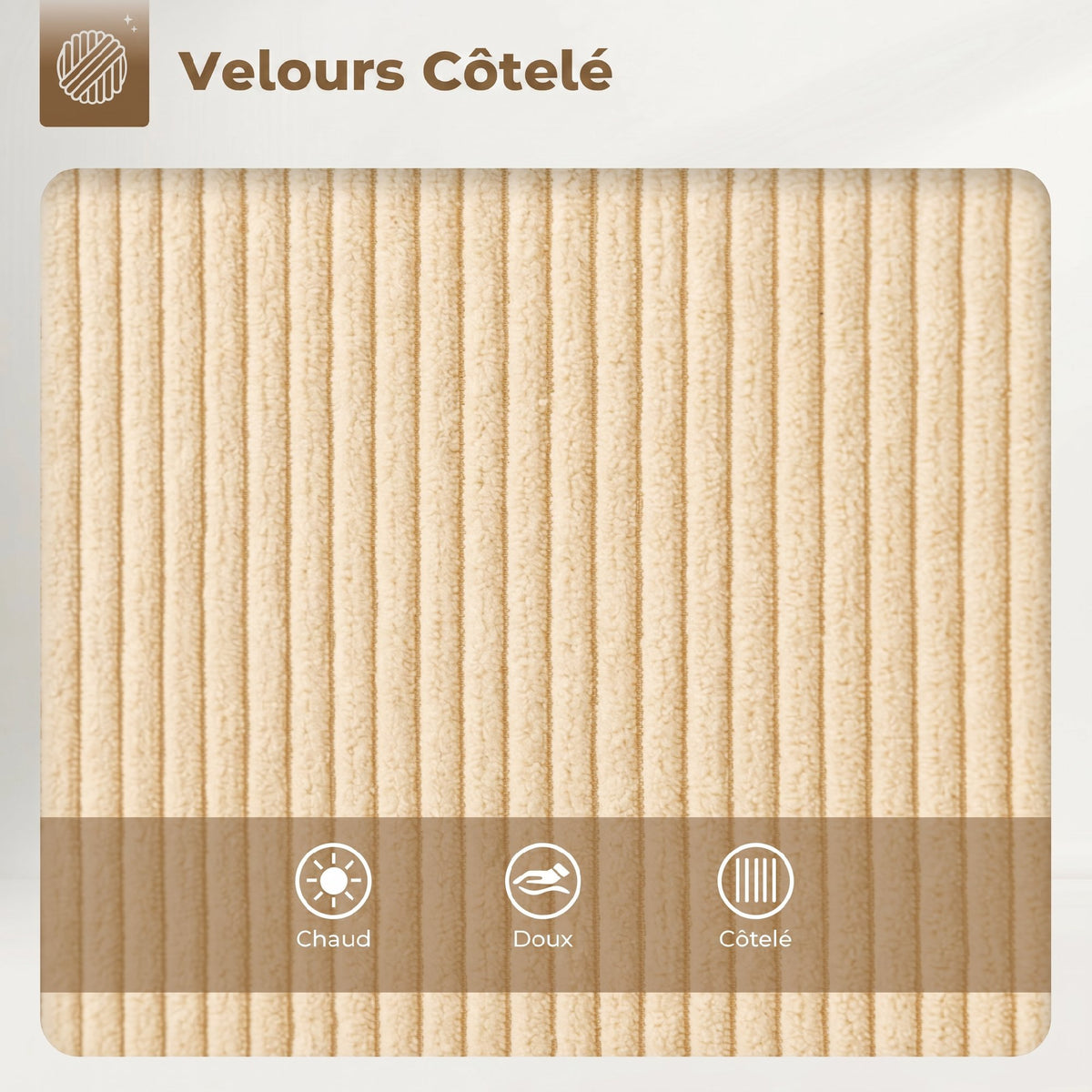 Lot de 2 tabourets de bar en tissu velours côtelé, chaises de bar avec dossier courbé, repose-pieds, 49x52x88cm, beige