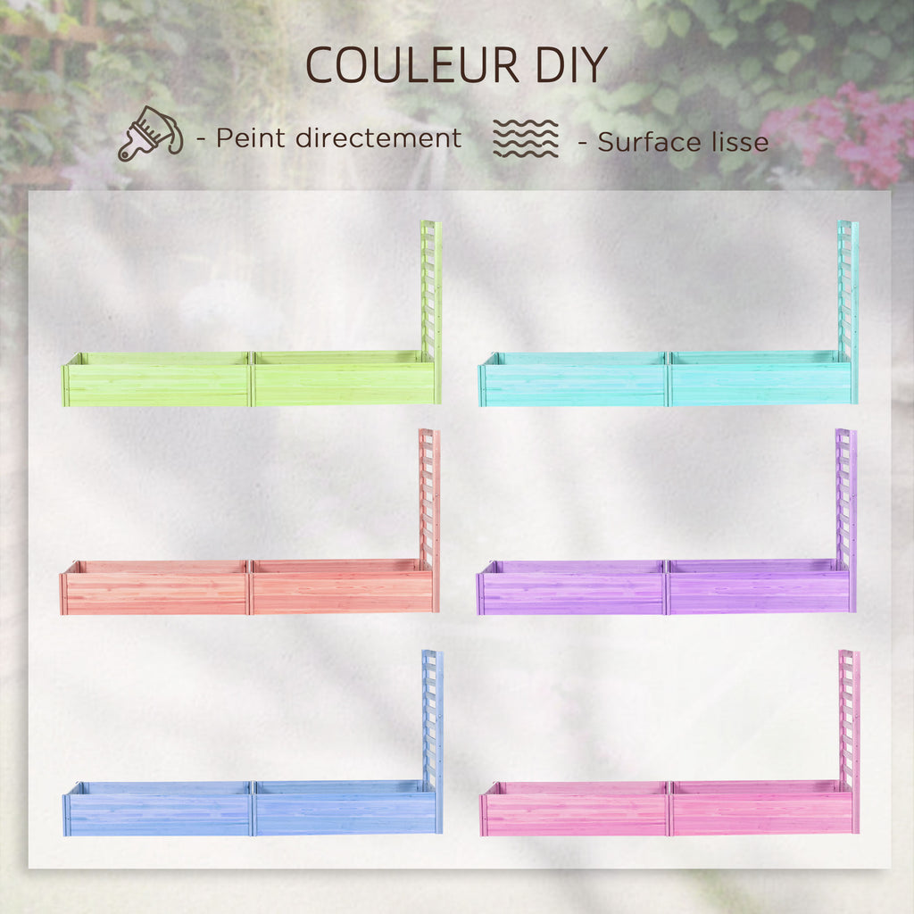 Jardinière avec treillis bac à fleurs jardinière de jardin dim. 230L x 60l x 110H cm effet bois naturel