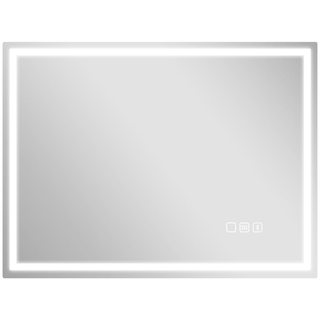 Miroir salle de bain LED bluetooth 60 x 80 cm interrupteur tactile lumière réglable 3 couleurs anti-buée mémoire argent