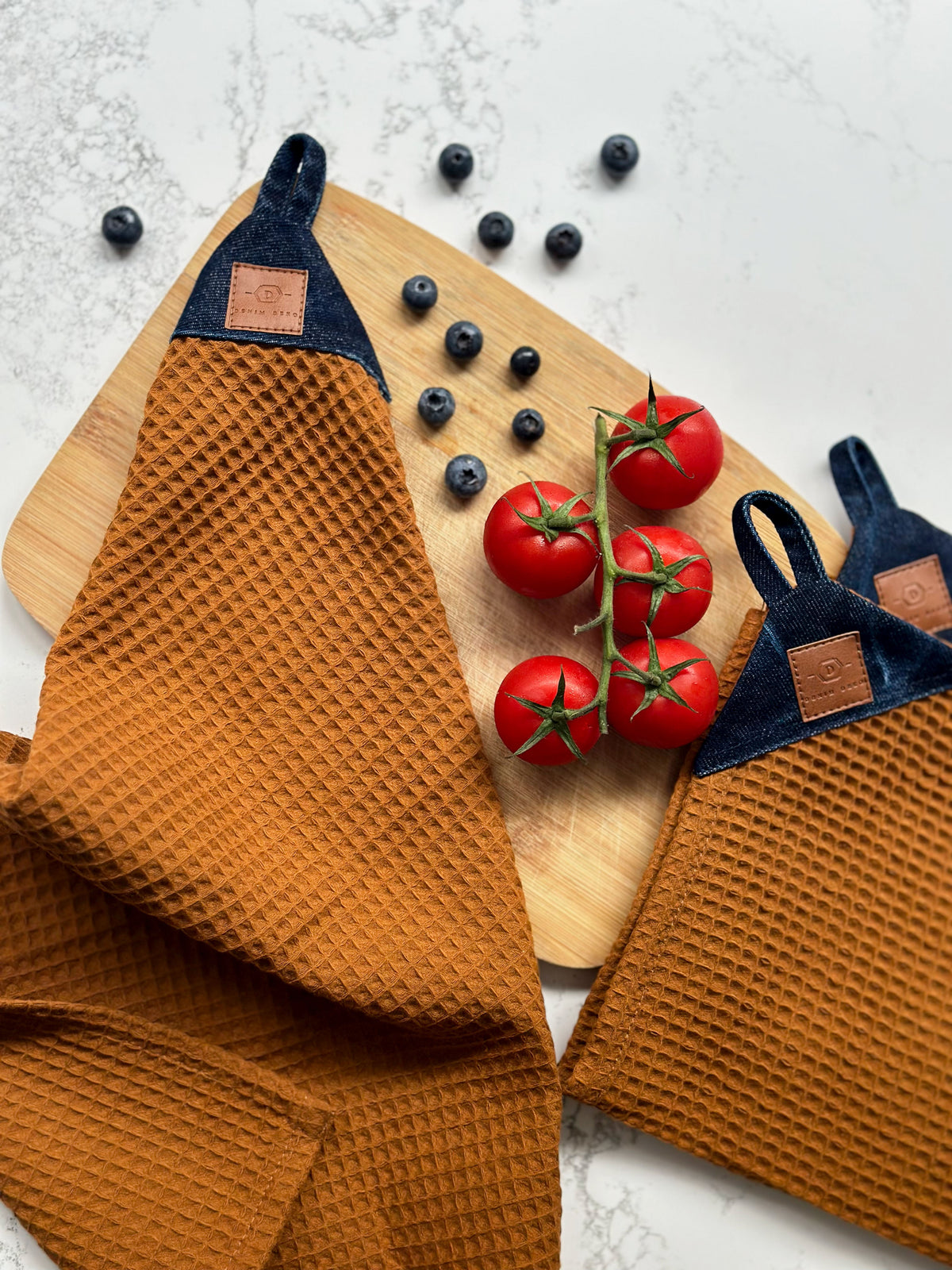 Denim Kitchen Set – Apron, Oven Mitts & 3 Hand Towels