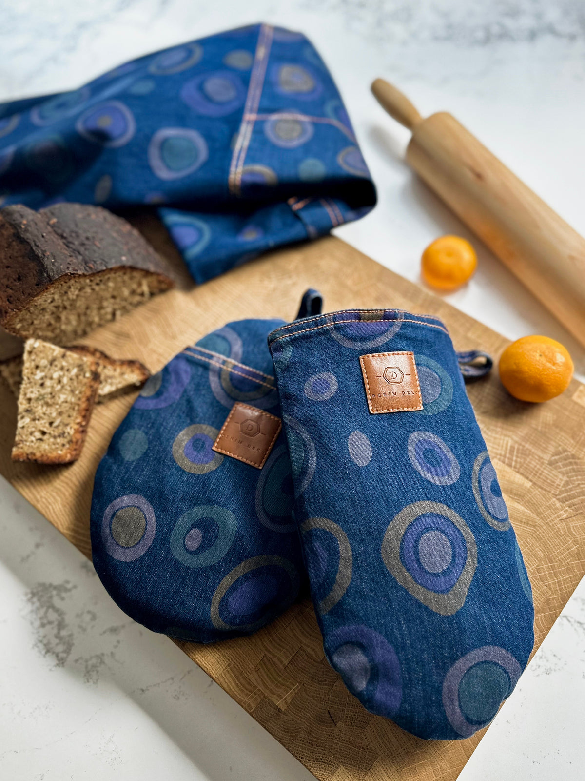Denim Kitchen Bundle – Apron, Tray, Oven Glove & Towels
