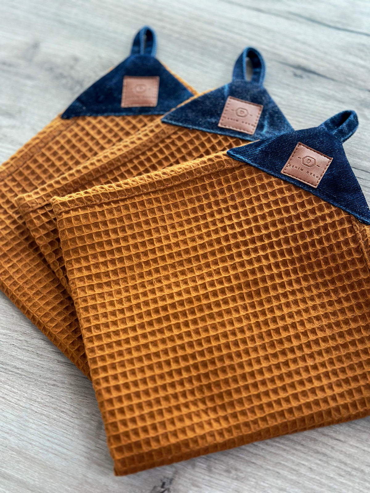Denim Kitchen Set – Apron, Oven Mitts & 3 Hand Towels