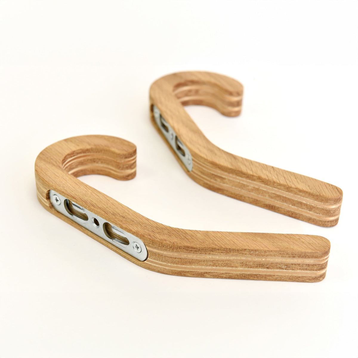 Set of 2 Wooden Wall Hooks for Coats & Storage Organization