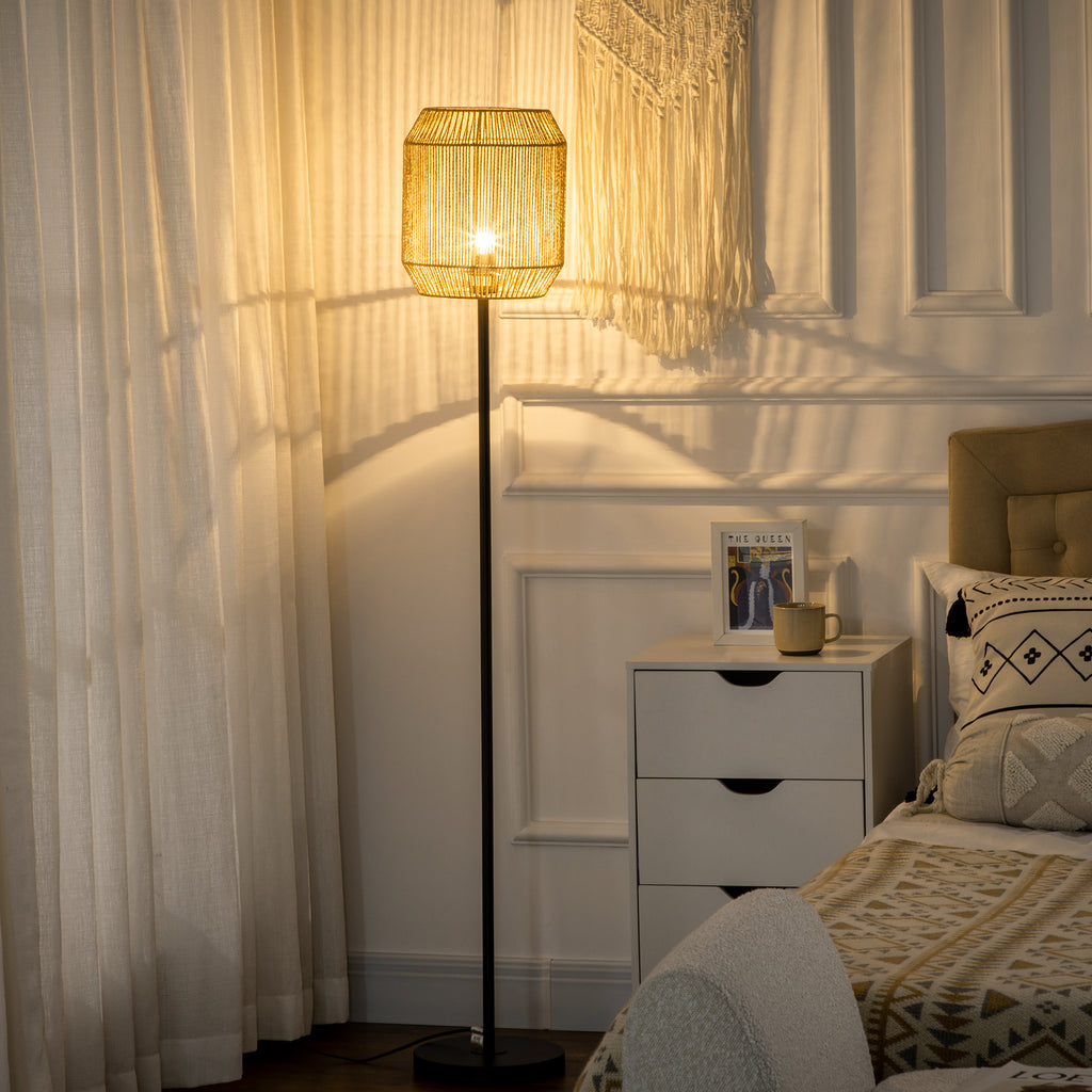 Lampadaire sur pied salon abat-jour en corde de papier design naturel base E27 Max. 40W - Ø 26 x 164H cm