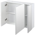 Armoire murale de salle de bain avec 3 portes miroir et étagères réglables en MDF Blanc dim. 70L x 15l x 60H cm