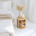 Wooden Round Nightstand & Bedside Organizer