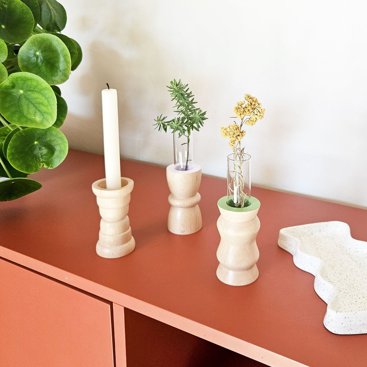 Vira 3 in 1 - Green Finish - Candle Holder / Tea Light Holder / Vase