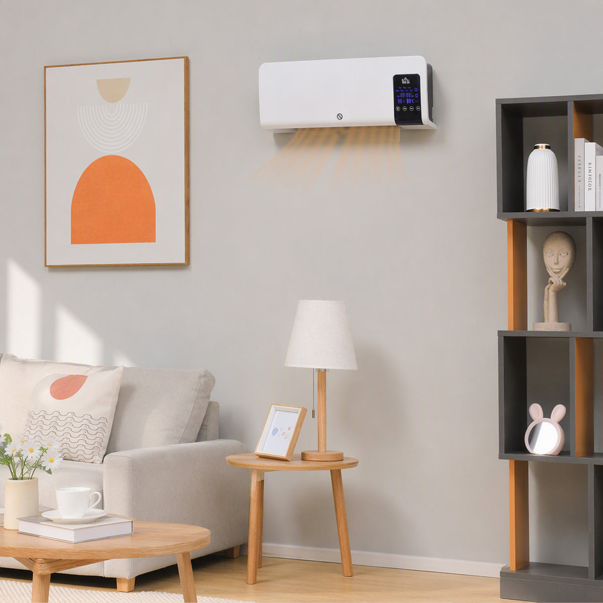 Radiateur soufflant mural chauffage céramique PTC - 1000 W / 2000 W oscillation minuterie avec télécommande blanc